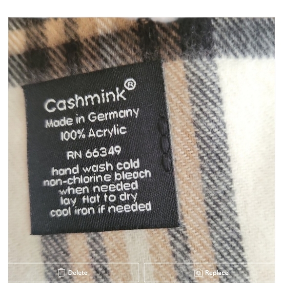 V Fraas Casmink Plaid Scarf 70 x 10 Made in Germany - Picture 6 of 6